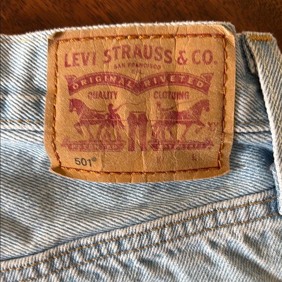 Levi’s | 501 Light Blue Ripped distressed denim Jean Shorts - Picture 6 of 10